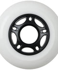 Close-up of an Outdoor Inline Skate Wheel 80mm 89A with Hybrid Ceramic Bearings in white, showing the hub design.