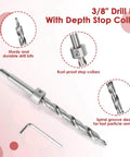 3/8 inch drill bit with depth stop collar for Pocket Hole Jig Kit With Adjustable Aluminum Pocket Hole System Portable Screw Jig Set