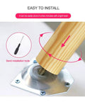 Dope Beech Wood Furniture Legs 10cm To 40cm Adjustable Height With Screws And Non Slip Pads shown with installation tool