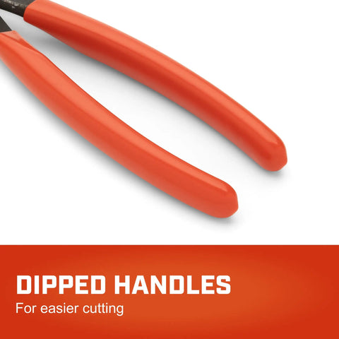 Top Shelf 8 Inch End Cutting Nipper Pliers Featuring Hand Honed Blade Edges And Contoured Dipped Handles For Clean Wire Snips And Hassle Free Reach Inside Tight Quarters Built From Rust Resistant Forged Steel