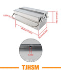 Solid Workhorse Folding Stainless Steel Toolbox With Three Spacious Tiered Trays And Reinforced Carry Handle, showing dimensions and details.