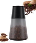 Vacuum Coffee Bean Storage Container Keeps Your Morning Stash Staying Crisp with coffee beans visible, sleek design, and black lid.