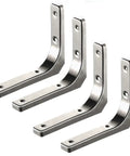 Stainless Steel L Brackets For Wall Shelves Heavy Duty Floating Shelf Supports rust-resistant pack of four brackets for secure installation.