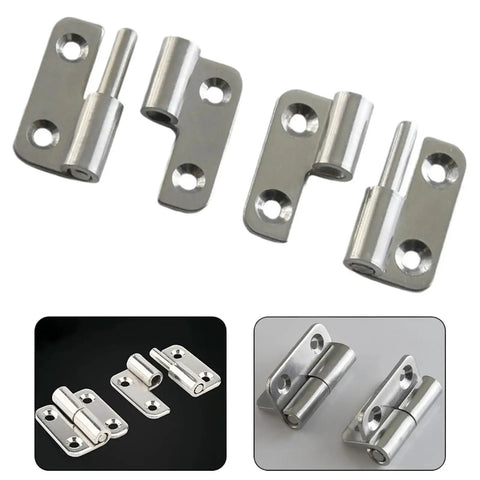 Lifting Flag Hinge 37x33mm Detachable Removable Hinge for Doors Cabinets Wardrobes Bathrooms in silver finish, set of pieces.