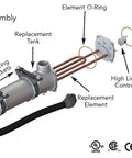 Diagram of Engine Block Heater And Coolant Preheater With Thermostat Weather Tight Thermosiphon Preheat components labeled.