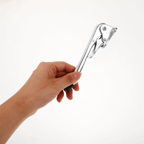 Hand holding Heavy Duty Zinc Alloy Wall Door Stop With Silver Minimalist Design Kickdown Door Stopper Space Saving Wall Saver