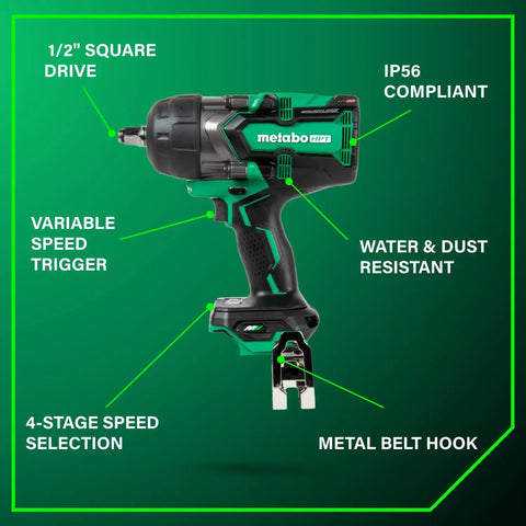 36V Cordless Brushless High Torque Half Inch Impact Wrench With Beast Mode Power 1033 Foot Pounds Tightening Torque