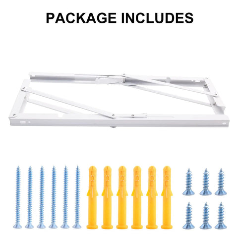 White Folding Shelf Brackets 20 Inch Heavy Duty L Shaped DIY Collapsible Shelf Brackets For Workbench With Screws and Anchors
