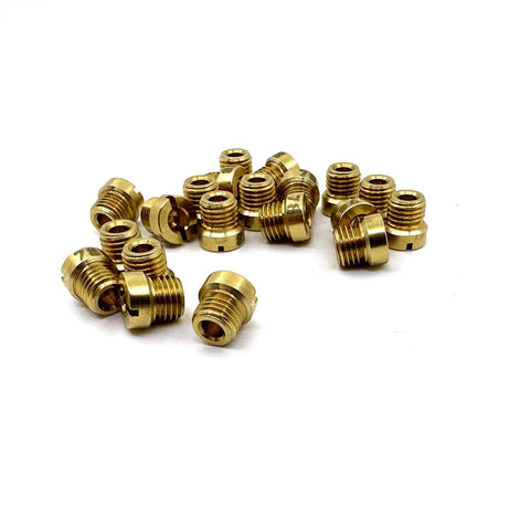 Main Jet Kit For One Quarter Inch By Thirty Two Carbs With Brass CNC Machined Jets Sizes 50 Through 59 Two Pieces Each Total 20 Jets