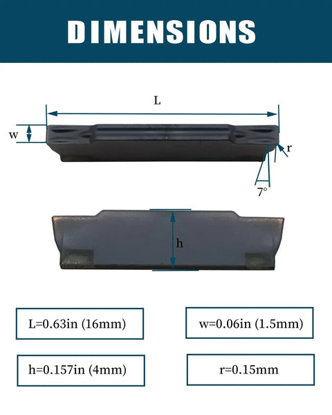 Dimensions of Beefed-Up Lathe Grooving Cut Off Parting Tool Holder with Three Eighths Inch Shank, MGEHR1010-1.5 Ready