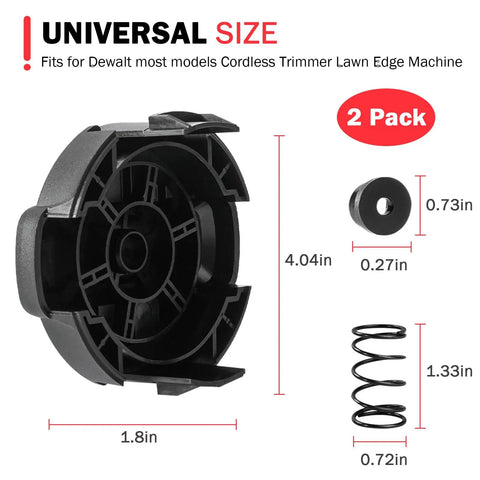 DWO1DT995 Weed Trimmer Head Cap Replacement For Dewalt Weedeater Head Cap And Spring 20V Replacement Part dimensions and parts