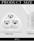 Eight Pack Heavy Duty Appliance Sliders With Super Grip Adhesive Tape For Kitchen Countertops Coffee Maker Blender Oven Glide Smooth As Butter Zero Hassle Setup White size dimensions with triangular roller frame.