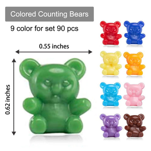 Super Cool Rainbow Counting Bears Set With Nine Rad Colors Perfect For Toddler Math Manipulatives And Preschool Activities Totally Kid Approved Educational Classroom Toys, 0.55 inches green bear with others.