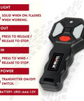 Wireless remote for 12V 3000Lbs Steel Wire Winch For ATV UTV Off Road Towing with buttons and instructions, battery LR03 (AAA) 1.5V.