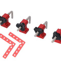 Red 90 Degree Positioning Square Right Angle Fixture for woodworking with clamping accessories, 140mm