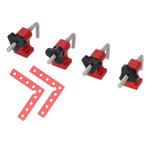 Red 90 Degree Positioning Square Right Angle Fixture for woodworking with clamping accessories, 140mm