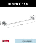 24 Inch Polished Chrome Towel Rack Bar For Bathroom And Kitchen Easy Install Wall Mount Sleek Modern Towel Holder with dimensions shown