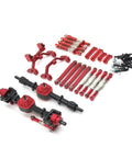 Beefed Up One Twelfth Scale Chassis Frame Upgrade Kit With Front And Rear Axle Assembly, Tie Rods And Shock Absorbers, components laid out