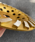 Close-up of 7 Inch Diamond Pro Grade Heavy Duty Concrete Grinding Cup Wheel For Polishing And Cleaning Stone Surfaces Cement Granite