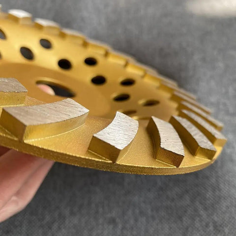 Close-up of 7 Inch Diamond Pro Grade Heavy Duty Concrete Grinding Cup Wheel For Polishing And Cleaning Stone Surfaces Cement Granite