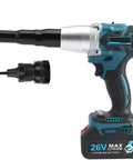 CelyToe Electric Rivet Tool Kit With 2 Config Options For Pro Work, Includes Battery Charger, Interchangeable Nozzles And Rivet Nut Mandrels For M3 To M8, Heavy Duty Portable Power Set, 26V battery
