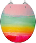 Round Resin Toilet Seat for Bathroom in vibrant colors, 14.5" x 16.5", designed for comfortable use.