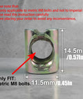 Heavy Duty M8 Barrel Nuts For Furniture Build Offering Lockdown Grip With Slotted Fastening Design And Rustproof Iron Construction, 14.5x11.5mm.
