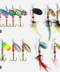 12 Piece Spinnerbait Fishing Lure Kit For Bass, Trout, Salmon, Walleye And More - Hard Metal Spinner Baits in assorted colors and sizes