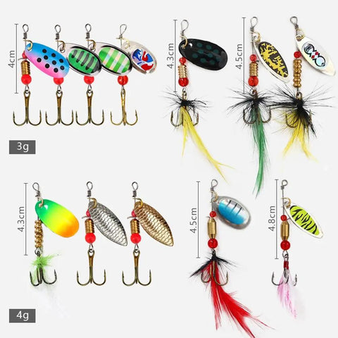 12 Piece Spinnerbait Fishing Lure Kit For Bass, Trout, Salmon, Walleye And More