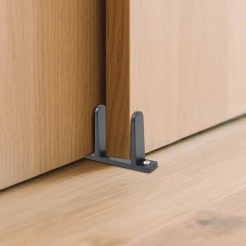 4-Piece Black Closet Door Floor Guide Set With Screws And Screwdriver For Smooth Sliding Closet Doors Fits 1-3/8 Inch Thick Doors
