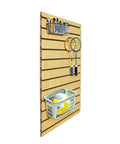 24 By 36 Inch Maple Slatwall Panel For Home Garage And Retail Display Flexible Wall Organizer With accessories installed