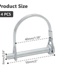 4 Pack One Quarter Inch By Two Inch Wire Lock Pins Heavy Duty Zinc Plated PTO Hitch Pins dimensions and features