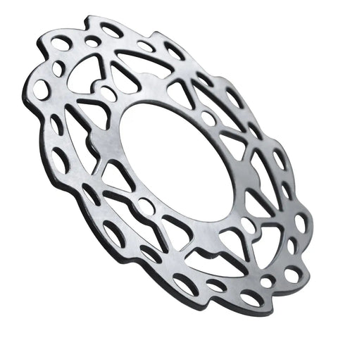 190mm Brake Disc Rotor Plate For 50cc To 125cc Chinese Pit Dirt Bikes Like SSR Apollo Taotao Coolster Lifan YCF Kayo Roketa And More Beefed Up Heavy Duty Performance Upgrade For Everyday Rides shown from an angled view.