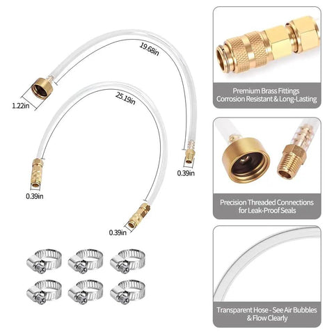 Hydraulic Steering Bleed Kit For Seastar Systems With Quick Connect Leak Proof Cap And Brass Fittings Steering Fluid Fill And Drain Tool