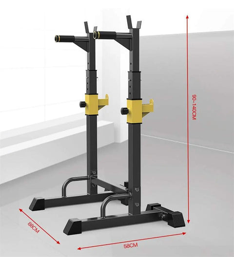 All In One Home Gym Squat Rack With Adjustable Upright Bars, steel frame, 90-140 cm height, for safe bench press and weightlifting