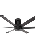 Massive 60 Inch Indoor Ceiling Fan With Direct Flush Mount And Sleek Black Finish featuring five sleek blades and modern design.
