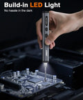 Using Cordless Precision Mini Electric Screwdriver Kit With 38 Magnetic Bits, 5 Adjustable Torque Settings, lightweight repair tool on circuit board