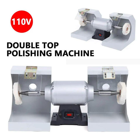 Shop Ready 3000 RPM Rotary Polisher With 550 Watt Copper Motor Heavy Duty Bench Buffer For Jewelry Casting And Dental Lab Work Rock Solid Cast Iron Finisher, double top polishing machine, 110V, designed for efficient buffing.