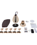 Ceiling Fan with Light Chandelier Modern Gold 5 Blades for Living Room parts including light fixture, blades, and remote