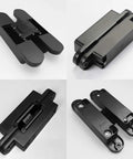 Hidden Door Hinges Set Concealed Invisible Hinges Heavy Duty Up To 132 Lbs 3D Adjustable Black 2 Pack 180 Degree Opening