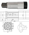 Heavy Duty Cnc Spindle Motor With Automatic Tool Changer Support Liquid And Air Cooled 9 Kilowatt Spindle detailed drawing dimensions