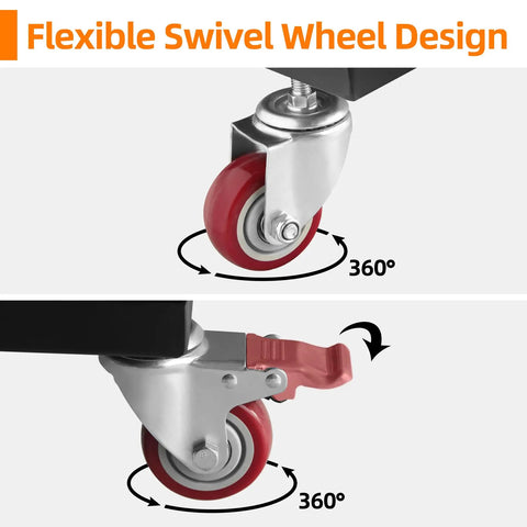 Flexible swivel wheels for Heavy Duty Black Folding Chair Dolly Built Dang Tough With Reinforced Steel Frame And Anti Rust Coating.