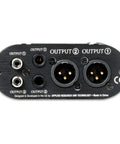 Rear panel view of Dual Transformer Isolator Hum Eliminator For Studio Pro Rig showing Balanced XLR In And Out, TRS, RCA inputs.