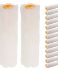 No Sweat 15 Piece Mini Paint Roller Set With 4 Inch Round Heads Ideal For Corners And Tight Squeezes includes 2 large and 13 mini roller sleeves.
