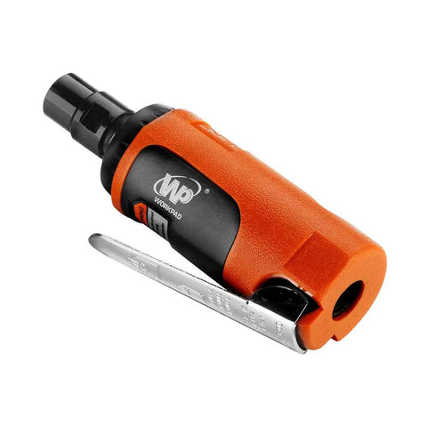 Mini Pneumatic Straight Die Grinder 25000 RPM Inline Air Tool with orange grip and metal body for gritty mold polishing.