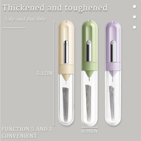 Must Have All In One 5 In 1 Automatic Needle Threader With Seam Ripper Magnetic Needle Minder Thimble And 8 Hand Sewing Needles