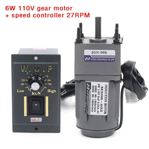 Workhorse 110V 6W AC Gear Motor With Single Phase Design 27 RPM Geared Motor And Variable Speed Controller