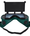 Heavy Duty Flip Up Welding Goggles with open tinted lens, industrial eye protection, adjustable fit for welders, tough and durable.