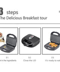 Step-by-step guide showing Get That Crispy Crunch Every Time With This Badass 10 Plate Electric Panini Press in use.