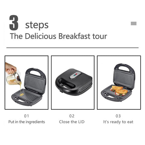 Step-by-step guide showing Get That Crispy Crunch Every Time With This Badass 10 Plate Electric Panini Press in use.